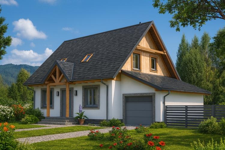 Projekt domu drewnianego L-91 "DOM CYPRYSOWA" - wizualizacja