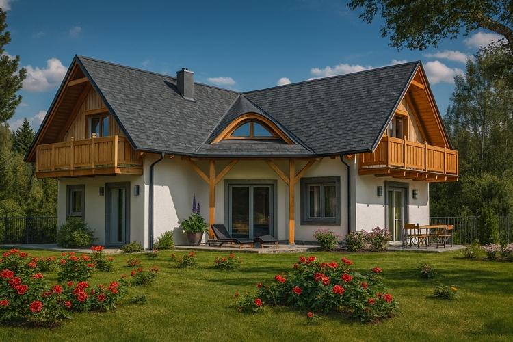 Projekt domu drewnianego L-81 "DOM ODLEGŁA" - wizualizacja