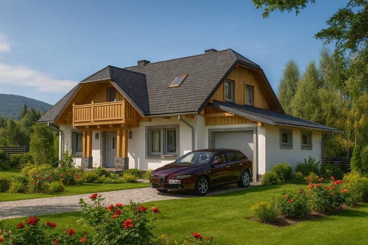 Projekt domu szkieletowego L-34 "DOM ŻWIROWA" - wizualizacja