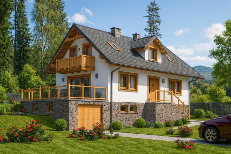 Projekt domu szkieletowego L-42 "DOM CIESZYŃSKA" - wizualizacja