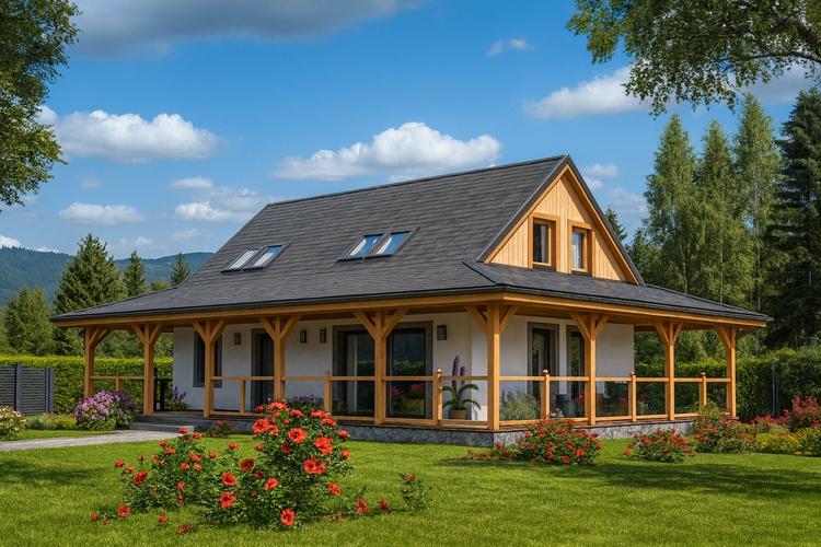 Projekt domu szkieletowego L-57 "DOM OGRODOWA" - wizualizacja