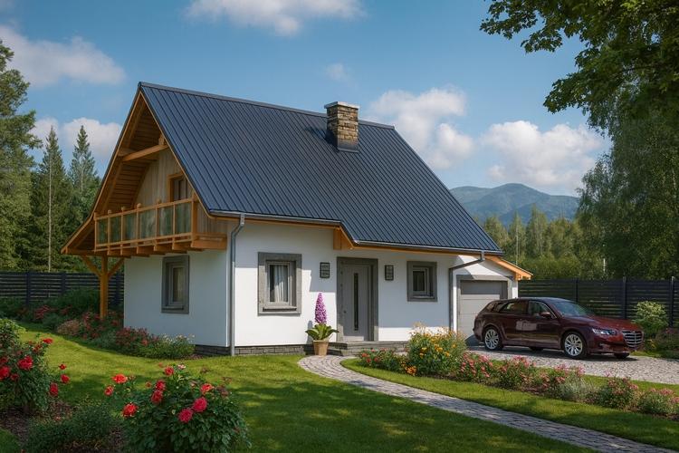 Projekt domu drewnianego L-83 "DOM BIELSKA" - wizualizacja