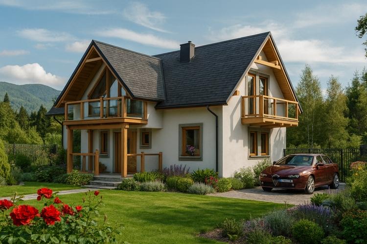 Projekt domu szkieletowego L-35 "DOM RÓŻANA" - wizualizacja