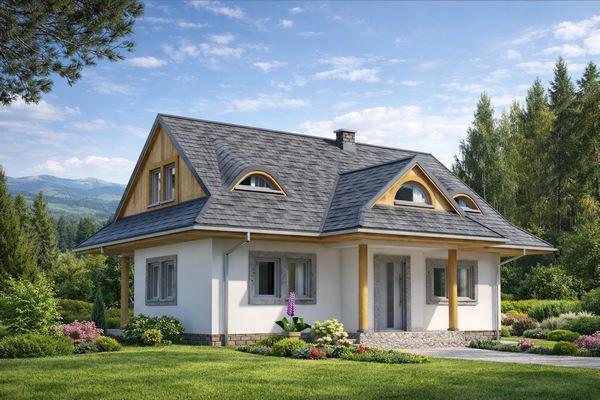 Projekt domu szkieletowego A-102 "DOM WRONIA" - wizualizacja