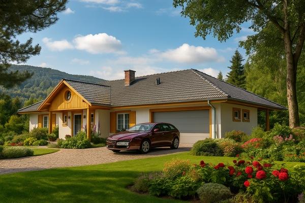 Projekt domu szkieletowego A-105 "DOM BOCIANIA" - wizualizacja