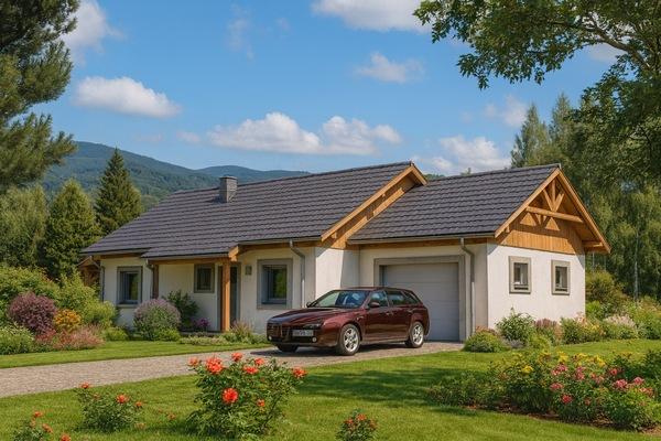 Projekt domu drewnianego A-139 "DOM MŁYNARSKA" - wizualizacja