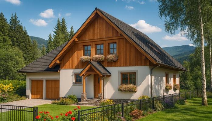 Projekt domu drewnianego L-78 "DOM LISIA" - wizualizacja