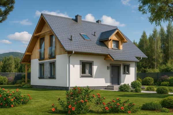 Projekt domu drewnianego L-97 "DOM TULIPANOWA" - wizualizacja