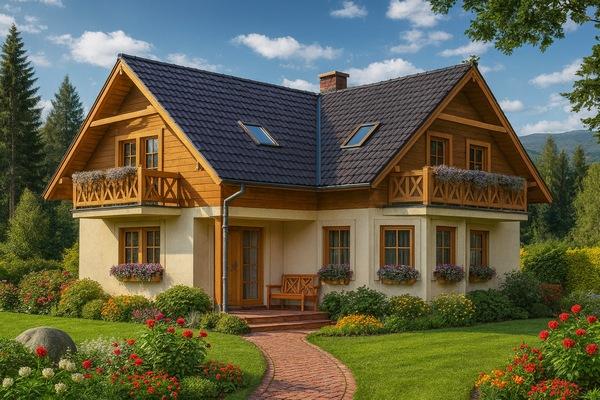 Projekt domu szkieletowego L-41 "DOM ROGOWA" - wizualizacja