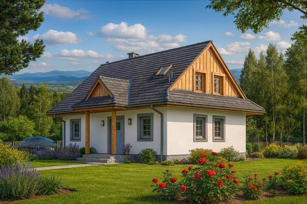 Projekt domu drewnianego L-88 "DOM AKACJOWA" - wizualizacja