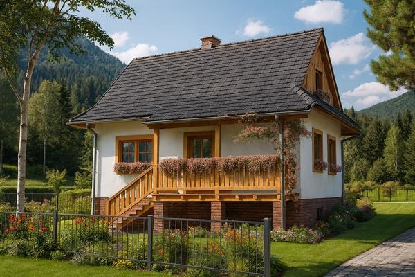 Projekt domu drewnianego L-74 "DOM MIEJSKA" - wizualizacja