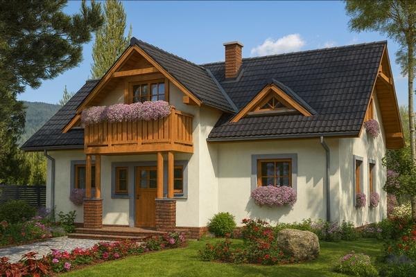 Projekt domu drewnianego L-93 "DOM KRAKOWSKA" - wizualizacja