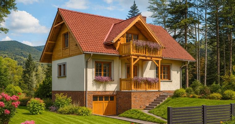 Projekt domu drewnianego L-85 "DOM JASNA" - wizualizacja