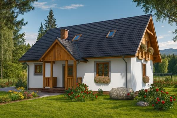 Projekt domu drewnianego A-127 "DOM JAWORA" - wizualizacja