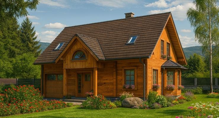 Projekt domu z bali L-86 "DOM DŁUGA" - wizualizacja