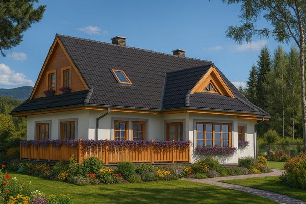 Projekt domu drewnianego L-79 "DOM KOLEJOWA" - wizualizacja